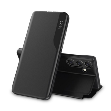 Gigapack Tok álló, ECO bőr hatású (aktív FLIP, oldalra nyíló, asztali tartó funkció, hívószám kijelzés, View Window) FEKETE Samsung Galaxy A54 5G (SM-A546) tok és táska