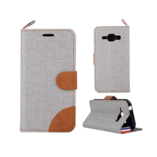 Gigapack Tok álló, textil (FLIP, oldalra nyíló, asztali tartó funkció) SZÜRKE Samsung Galaxy J1 (SM-J100) tok és táska
