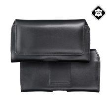 Gigapack Tok fekvő, valódi bőr (univerzális, övre fűzhető, mágneses, L méret) FEKETE tok és táska