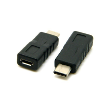 Gigapack Töltő csatlakozó adapter microUSB aljzat (Type-C csatlakozó) FEKETE kábel és adapter