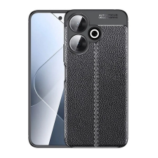 Gigapack Xiaomi Redmi 13 szilikon telefonvédő (ütésállóság, bőr hatású, varrás minta) fekete tok és táska