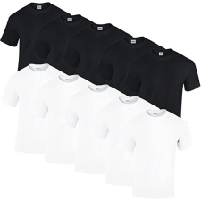 GILDAN 10 db-os csomagban Gildan kereknyakú pamut póló, fehér-fekete-4XL férfi póló