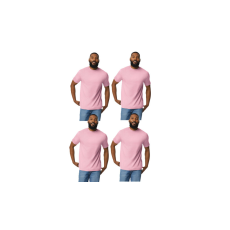 GILDAN 4 db-os pólócsomag Gildan GI3000 körkötött rövid ujjú férfi pamut póló, Light Pink-S