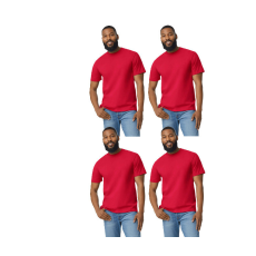 GILDAN 4 db-os pólócsomag Gildan GI3000 körkötött rövid ujjú férfi pamut póló, Red-L