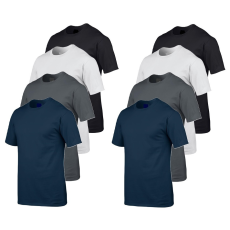 GILDAN 8 db-os, 4 színes csomagban Gildan kereknyakú pamut póló, fekete, fehér, charcoal, sötétkék-XL