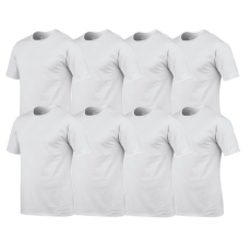 GILDAN 8 db-os csomagban Gildan kereknyakú pamut póló, fehér-M