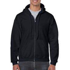 GILDAN Cipzáras kenguru zsebes kapucnis pulóver, Gildan GI18600, Black-4XL