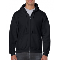 GILDAN Cipzáras kenguru zsebes kapucnis pulóver, Gildan GI18600, Black-XL