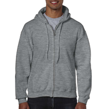 GILDAN Cipzáras kenguru zsebes kapucnis pulóver, Gildan GI18600, Graphite Heather-3XL férfi pulóver, kardigán