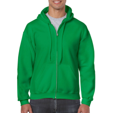 GILDAN Cipzáras kenguru zsebes kapucnis pulóver, Gildan GI18600, Irish Green-2XL férfi pulóver, kardigán