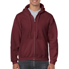GILDAN Cipzáras kenguru zsebes kapucnis pulóver, Gildan GI18600, Maroon-3XL férfi pulóver, kardigán