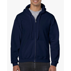 GILDAN Cipzáras kenguru zsebes kapucnis pulóver, Gildan GI18600, Navy-2XL