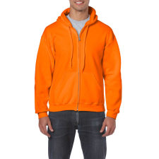GILDAN Cipzáras kenguru zsebes kapucnis pulóver, Gildan GI18600, S.Orange-3XL férfi pulóver, kardigán