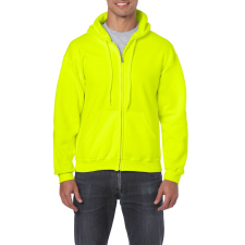 GILDAN Cipzáras kenguru zsebes kapucnis pulóver, Gildan GI18600, Safety Green-2XL férfi pulóver, kardigán