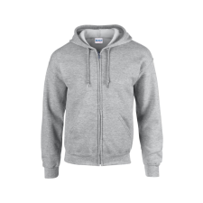 GILDAN Cipzáras kenguru zsebes kapucnis pulóver, Gildan GI18600, Sport Grey-3XL férfi pulóver, kardigán