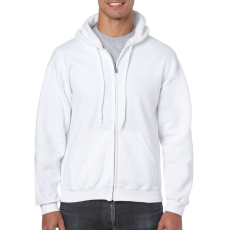 GILDAN Cipzáras kenguru zsebes kapucnis pulóver, Gildan GI18600, White-L