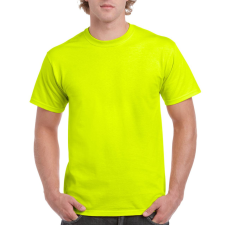 GILDAN Előmosott kerek nyakkivágásu ultra póló, Gildan GI2000, Safety Green-5XL férfi póló