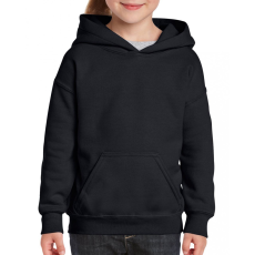 GILDAN heavy blend GIB18500 körkötött gyerek kapucnis pulóver, Fekete-S