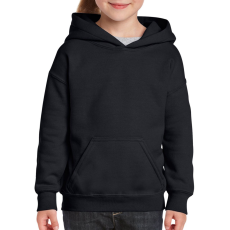 GILDAN Kapucnis gyerekpulóver kenguruzsebbel, Gildan GIB18500, Black-XS
