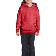 GILDAN Kapucnis gyerekpulóver kenguruzsebbel, Gildan GIB18500, Heather Sport Scarlet Red-XL gyerek pulóver, kardigán