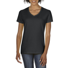 GILDAN Rövid ujjú V-nyakú női póló, Gildan GIL4100V, Black-2XL női póló