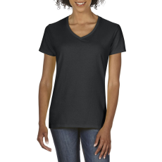 GILDAN Rövid ujjú V-nyakú női póló, Gildan GIL4100V, Black-XL