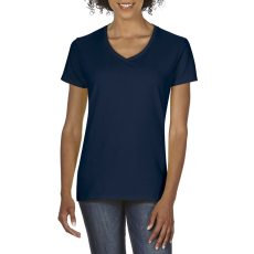 GILDAN Rövid ujjú V-nyakú női póló, Gildan GIL4100V, Navy-2XL