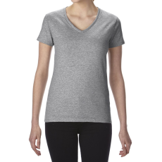 GILDAN Rövid ujjú V-nyakú női póló, Gildan GIL4100V, RS Sport Grey-L