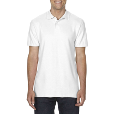 GILDAN Softstyle dupla piké galléros póló, Gildan GI64800, White-M férfi póló