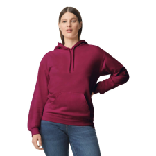 GILDAN Softstyle kapucnis pulóver kenguruzsebbel, Gildan GISF500, Maroon-L férfi pulóver, kardigán