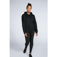 GILDAN Softstyle® puha, gyűrűs fonású pamut unisex kapucnis pulóver (black, L) munkaruha