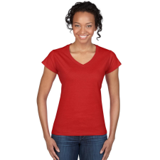 GILDAN Softstyle V-nyakú testhez álló rövid ujjú női póló, Gildan GIL64V00, Red-XL női póló