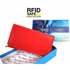 Gina Monti RFID védett, közepes, piros ,belső zippes női bőr pénztárca 2373