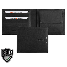 Giorgio Carelli közepes szabadon nyíló, felhajló válaszfalas fekete bőr pénztárca RFID védelemmel 347880