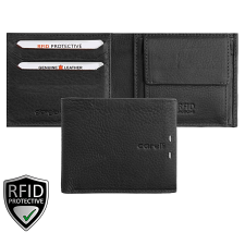 Giorgio Carelli közepes szabadon nyíló, rejtett kártyatartós fekete bőr pénztárca RFID védelemmel 347780 pénztárca