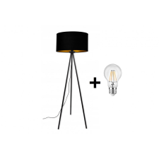 Glimex Abazur állólámpa fekete / arany 1x E27 + ajándék LED izzó világítás