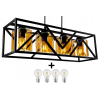 Glimex CAGE függőlámpa fekete / méz + ajándék LED izzók