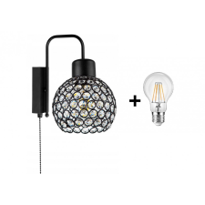 Glimex Crystal Ball fali lámpa kapcsolóval fekete1x E27 + ajándék LED izzó világítás