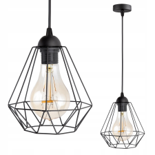 Glimex Diamond drót búrás állítható függőlámpa fekete 1x E27 világítás