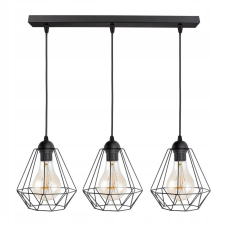 Glimex Diamond drót búrás állítható függőlámpa fekete 3x E27 világítás