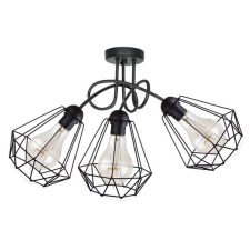 Glimex Diamond drót búrás fix mennyezeti lámpa fekete 3x E27 világítás