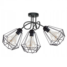 Glimex Diamond drót búrás fix mennyezeti lámpa fekete 3x E27 világítás
