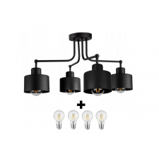 Glimex LAVOR mennyezeti lámpa fekete 4x E27 + ajándék LED izzók világítás