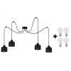 Glimex LAVOR polip függőlámpa fekete 4x E27 + ajándék LED izzók