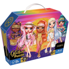 glitter puzzle a bronzbarna lányok Rainbow High kofferben puzzle, kirakós