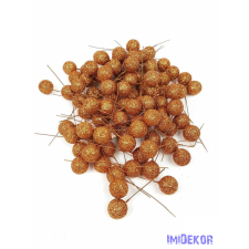  Glitteres drótos 1,5cm bogyó kb 80db/csomag - Bronz dekorációs kellék