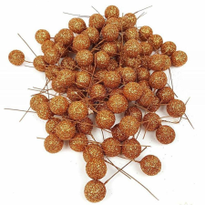  Glitteres drótos bogyó - bronz. Mérete: 1,5 cm dekorációs kellék