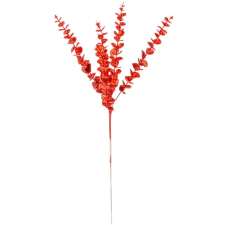  Glitteres eukaliptusz ág piros 83cm dekorációs kellék