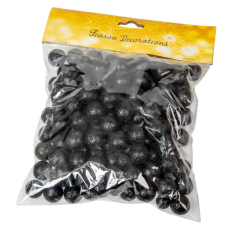  Glitteres hungarocell golyó fekete 2cm 30g dekorációs kellék