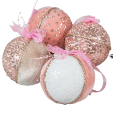  Glitters, plüssös gömb pink 80mm karácsonyfadísz